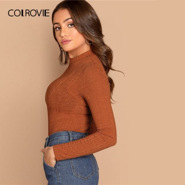 COLROVIE-Orange-Stand-Collar-Slim-Fit-Workwear-Ribbed-Top-Women-Basic-Shirt-2019-Spring-Long-Sleeve-2.jpg