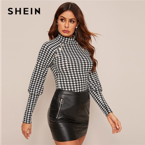 SHEIN-Black-and-White-Button-Detail-Houndstooth-Print-Gigot-Sleeve-Top-Women-Spring-Stand-Collar-Slim-3.jpg