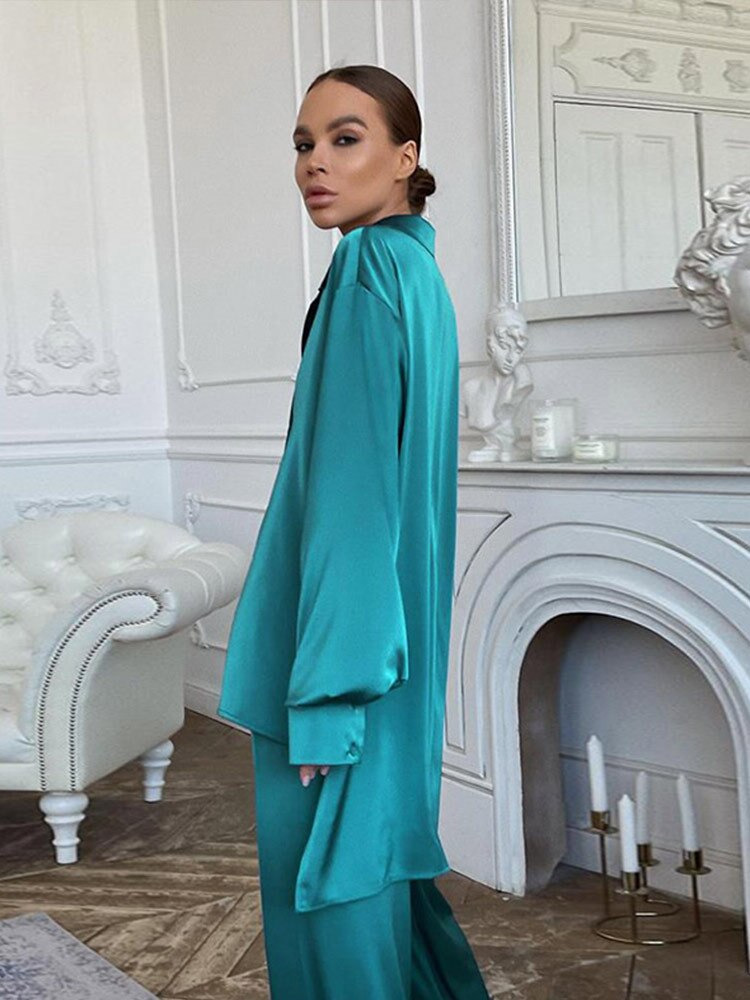2022-Autumn-Elegant-Satin-Women-s-Tracksuit-Long-Sleeve-Shirt-And-Straight-Pants-Matching-Outfits-Fashion-1
