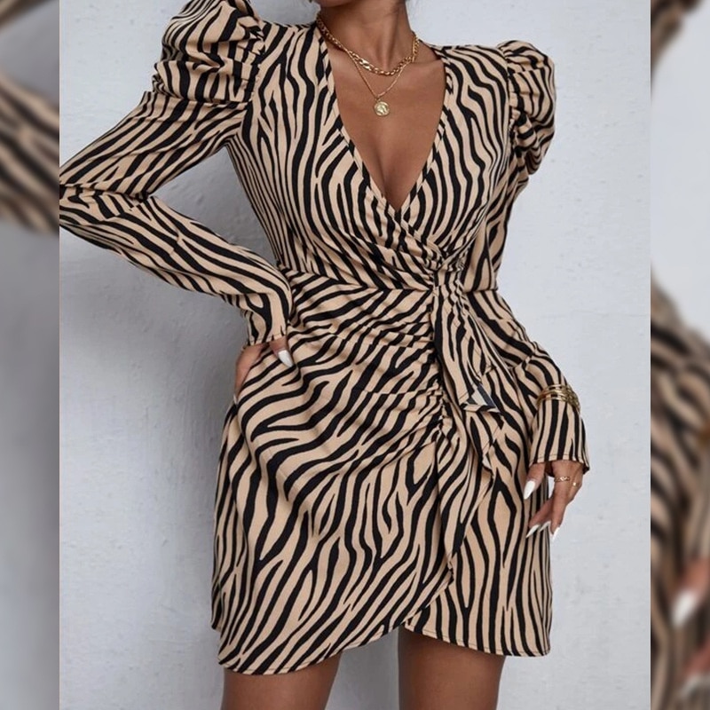 2022-Summer-Floral-Women-Dresses-Stitching-Mini-Casual-Long-Sleeve-V-neck-Female-Holiday-Sexy-Leopard-2
