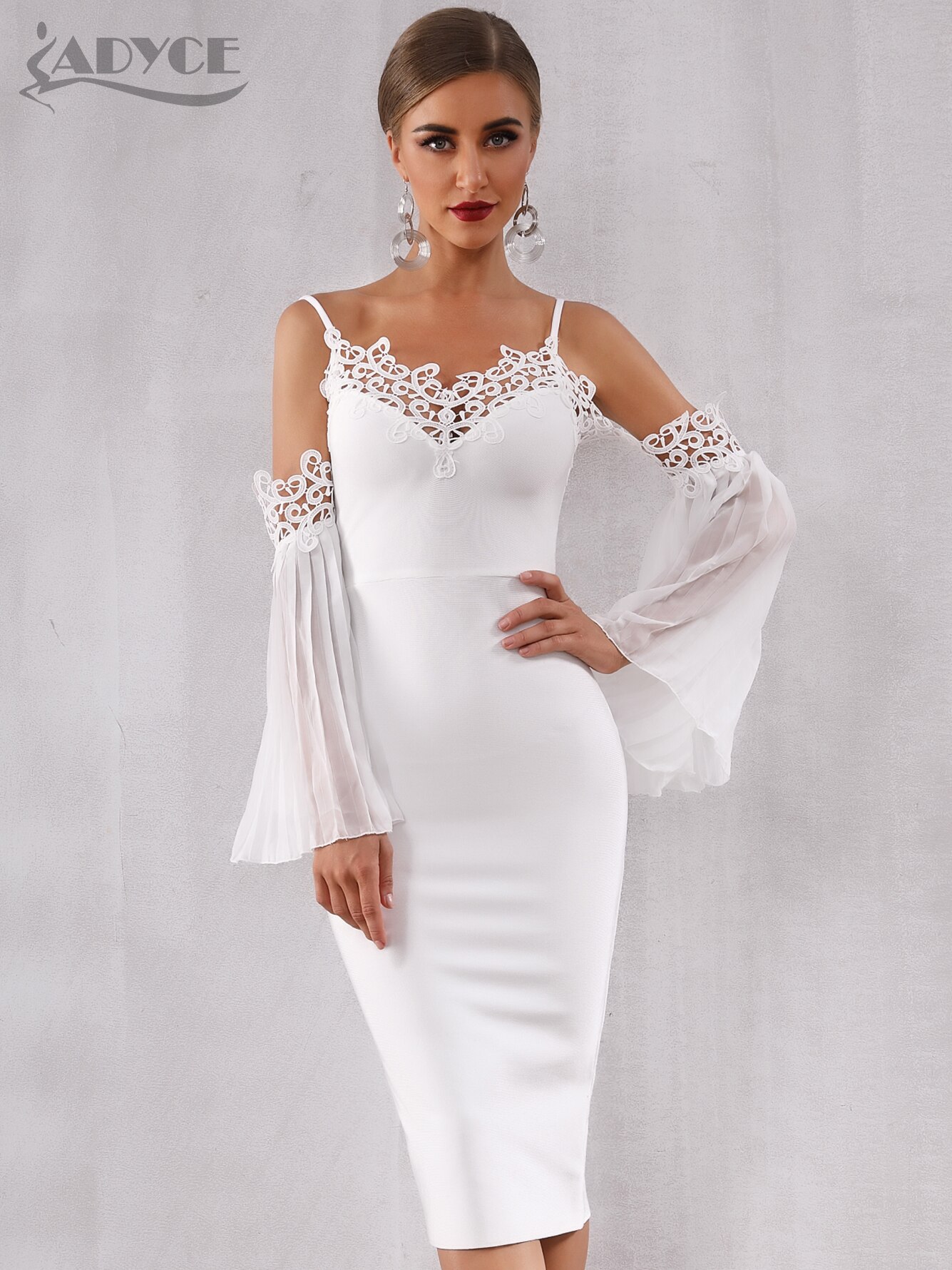 Adyce-2022-New-Winter-Women-Bandage-Dress-Sexy-Flare-Sleeve-White-Lace-Midi-Dress-Vestidos-Elegant-2