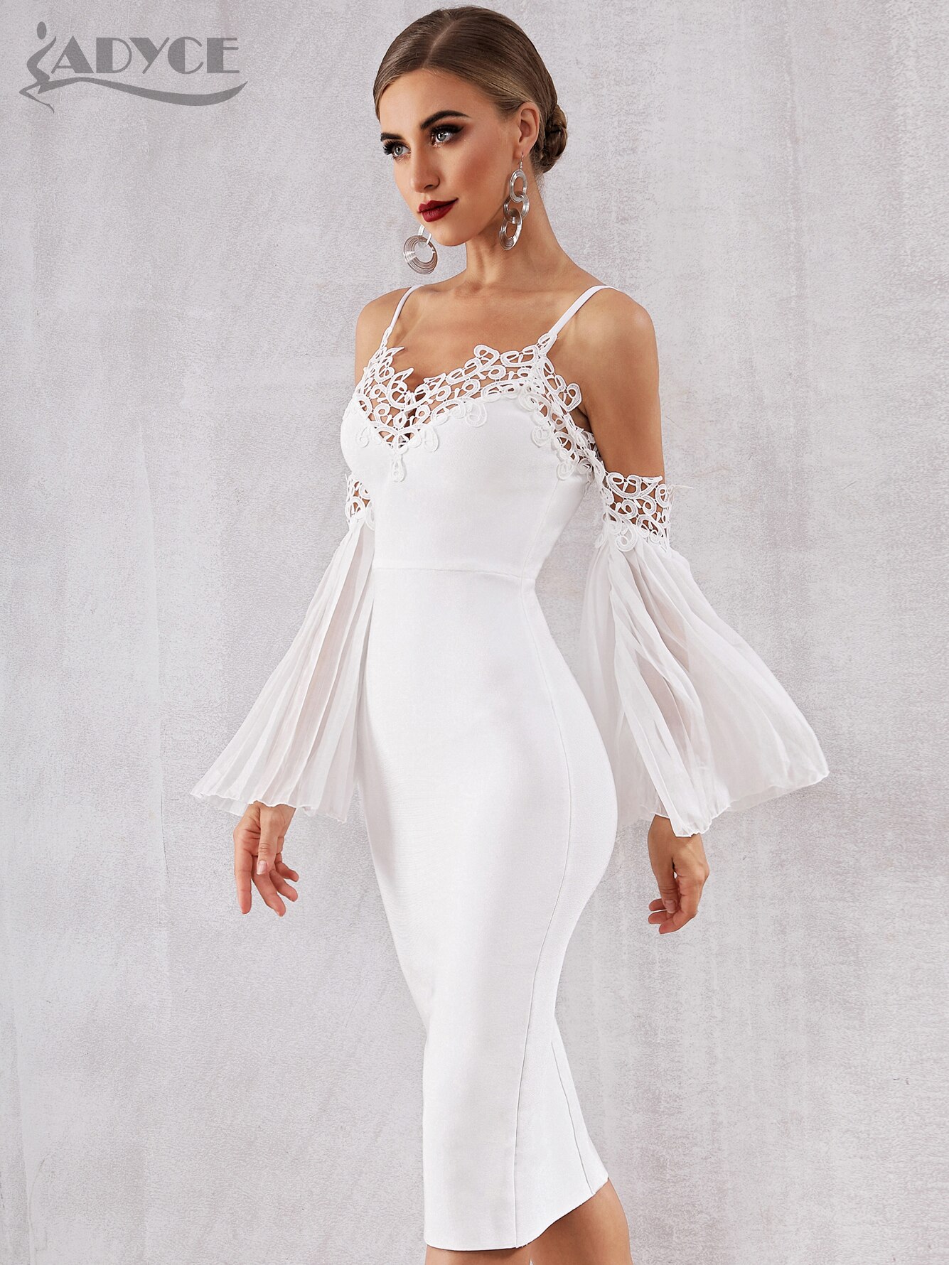 Adyce-2022-New-Winter-Women-Bandage-Dress-Sexy-Flare-Sleeve-White-Lace-Midi-Dress-Vestidos-Elegant-4
