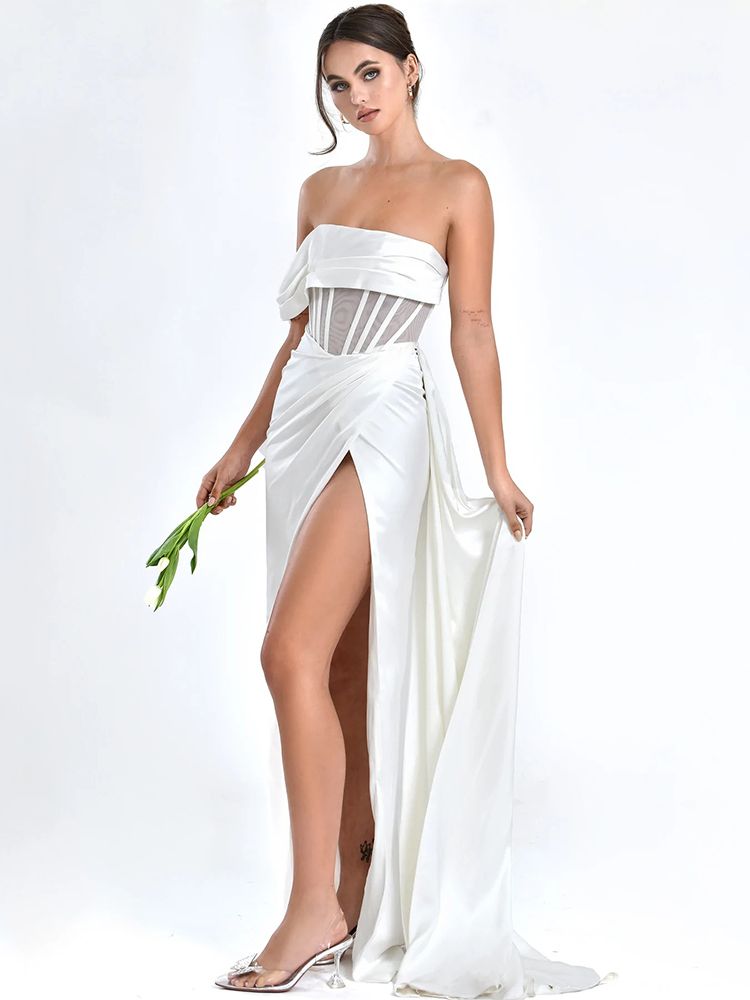 Ailigou-2022-New-Summer-Women-s-Sexy-Off-Shoulder-Ruched-Long-Satin-Long-Dress-Pleated-Slit-4