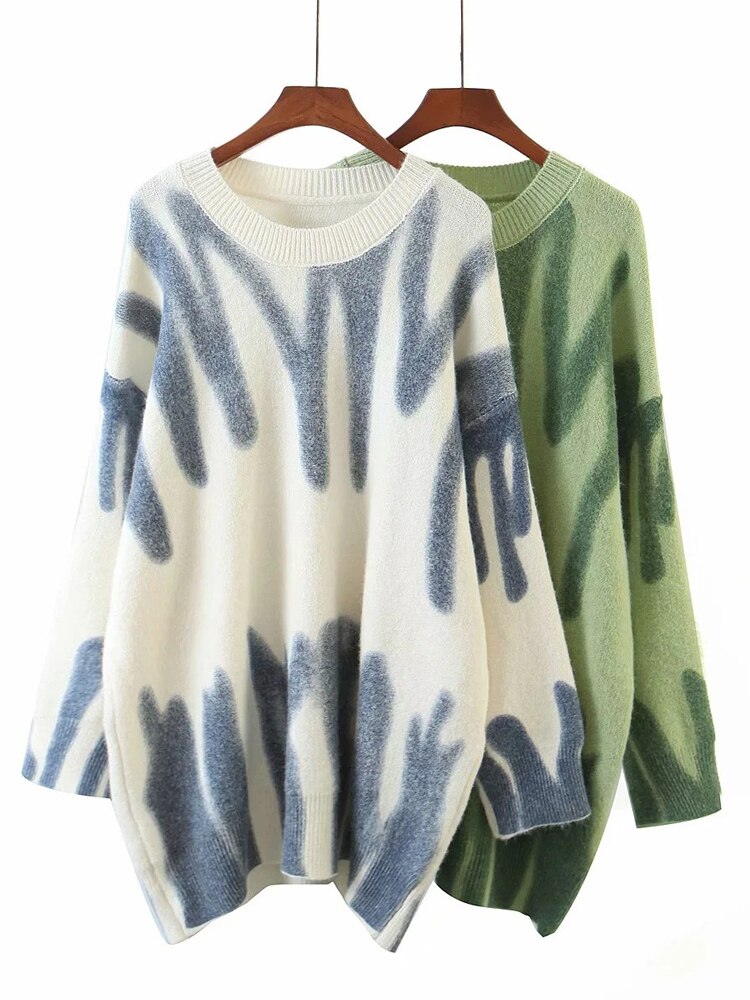 Aproms-Elegant-Green-Striped-Print-Pullovers-Women-Winter-O-Neck-Loose-Long-Sweaters-Streetwear-Warm-Outerwear-5