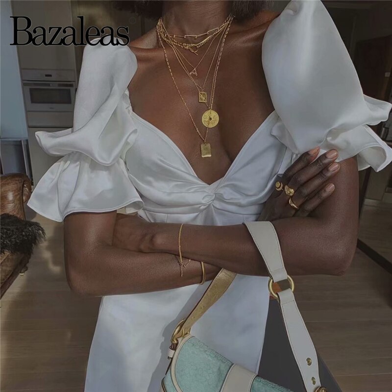 Bazaleas-Palace-Satin-Smooth-Women-Dress-Vintage-Puff-Sleeve-White-Dress-Fashion-Bow-Like-Silk-Vestidos-2