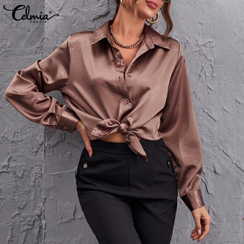 Celmia-Women-Satin-Silk-Basic-Shirts-2022-Spring-Casual-Long-Sleeve-Blouse-Elegant-Solid-Color-Lapel-1