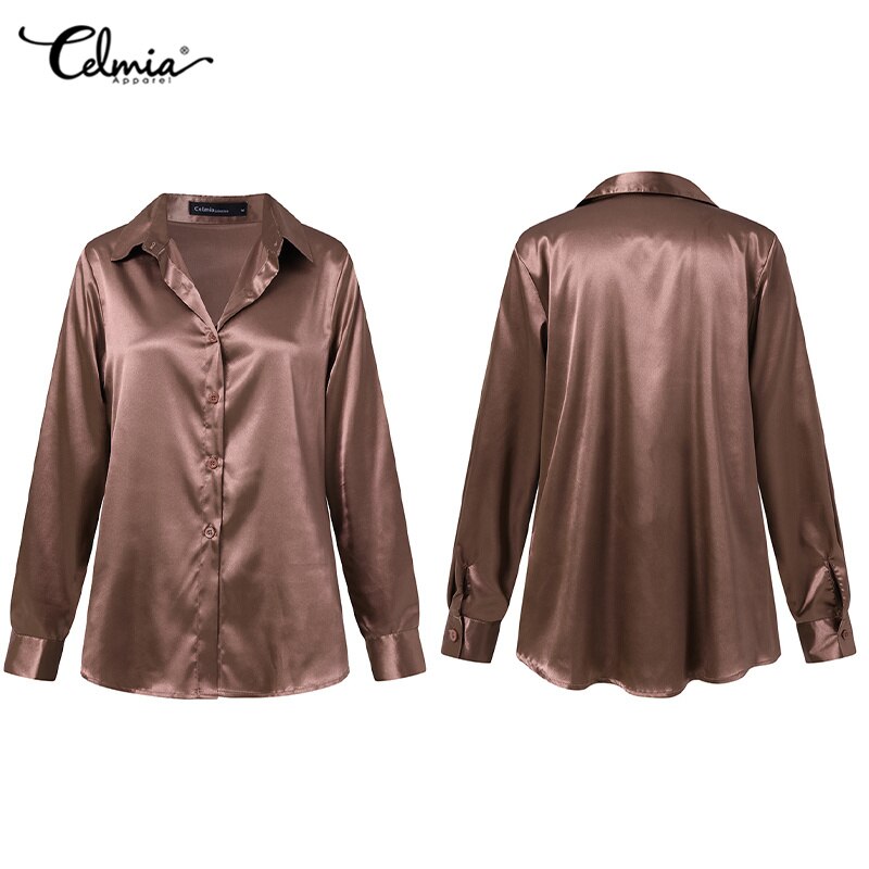 Celmia-Women-Satin-Silk-Basic-Shirts-2022-Spring-Casual-Long-Sleeve-Blouse-Elegant-Solid-Color-Lapel-4