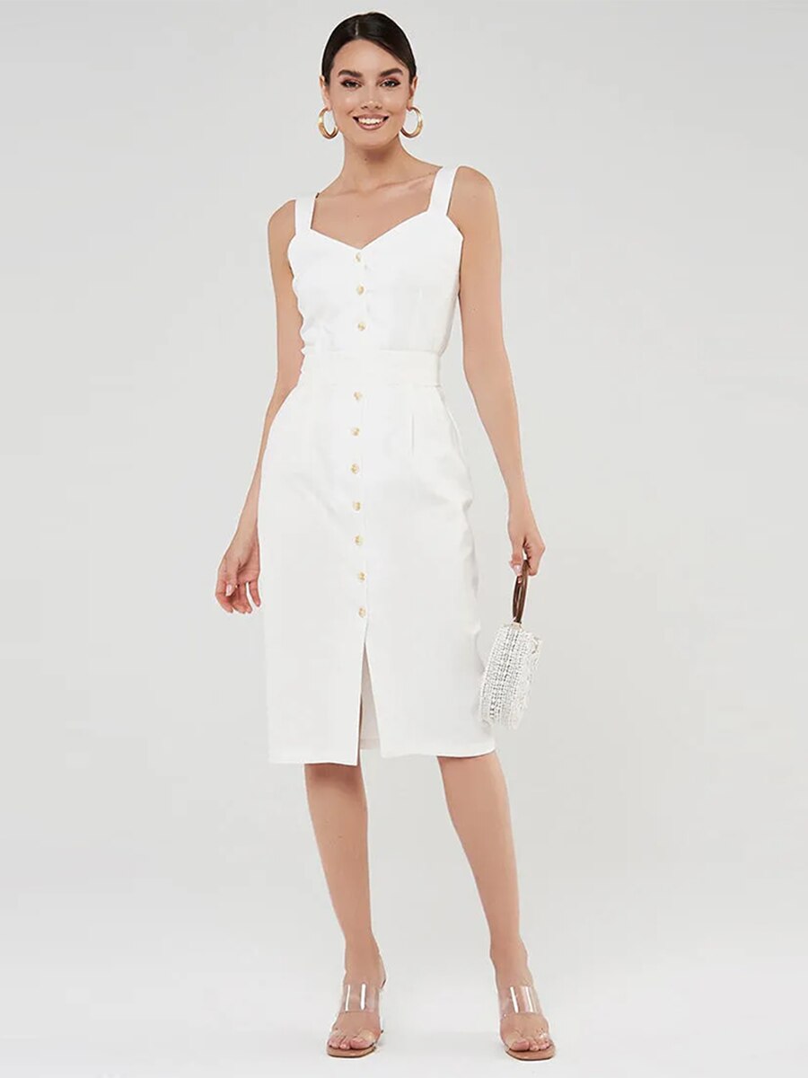 Cotton-White-Dress-With-Button-Sexy-Spaghetti-Strap-High-Waist-Sheath-Midi-Female-Clothing-2022-For-2