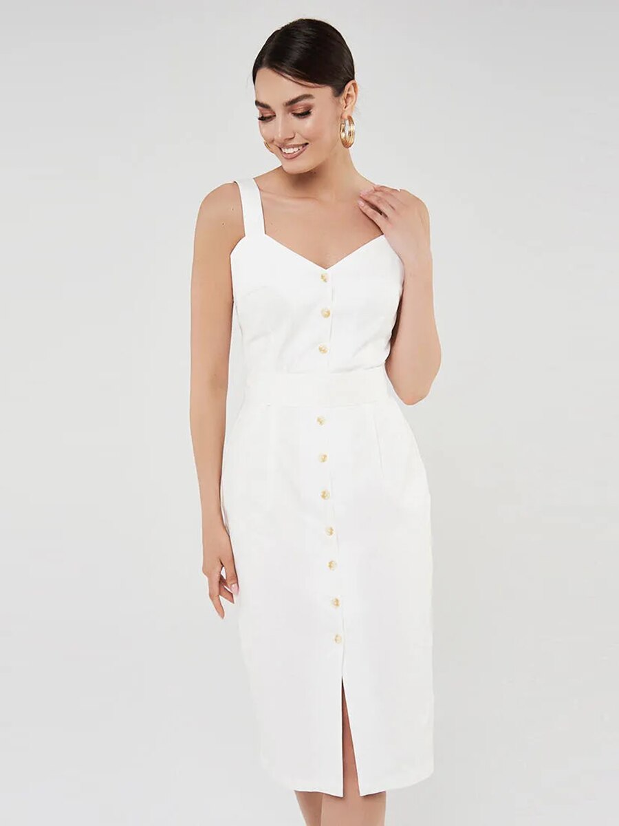 Cotton-White-Dress-With-Button-Sexy-Spaghetti-Strap-High-Waist-Sheath-Midi-Female-Clothing-2022-For-3