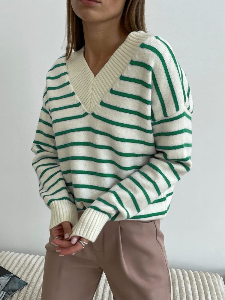 Cryptographic-Fall-Winter-Striped-Knitted-Sweaters-for-Women-V-Neck-Pullover-Casual-Long-Sleeve-Sweater-Top-5