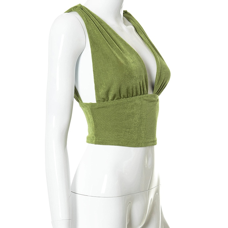 Cryptographic-Green-Deep-V-Neck-Sleeveless-Backless-Crop-Tops-for-Women-Drape-Sexy-Cute-Top-Cropped-4