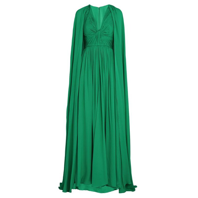 DEAT-Women-Dress-Loose-Temperament-Green-High-Waist-V-neck-Long-Sleeve-Autumn-Fashion-New-5