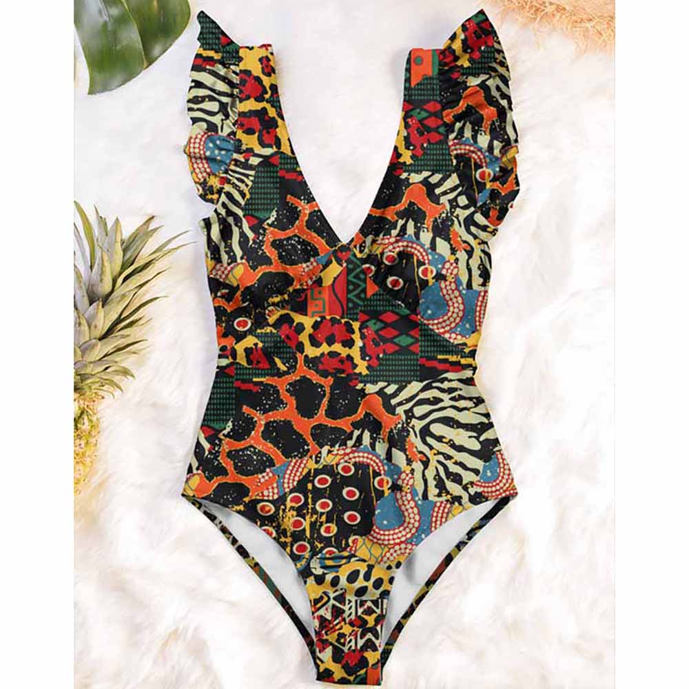Deep-V-Colorblock-Print-Ruffle-Open-Back-One-Piece-Swimsuit-Triangle-Micro-Bikinis-Sexy-Print-Floral-2