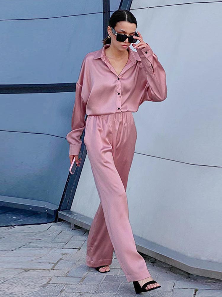 Elegant-Satin-Women-s-Outfits-Casual-Loose-Long-Sleeve-Shirt-And-Straight-Pants-Suits-2022-Solid-1