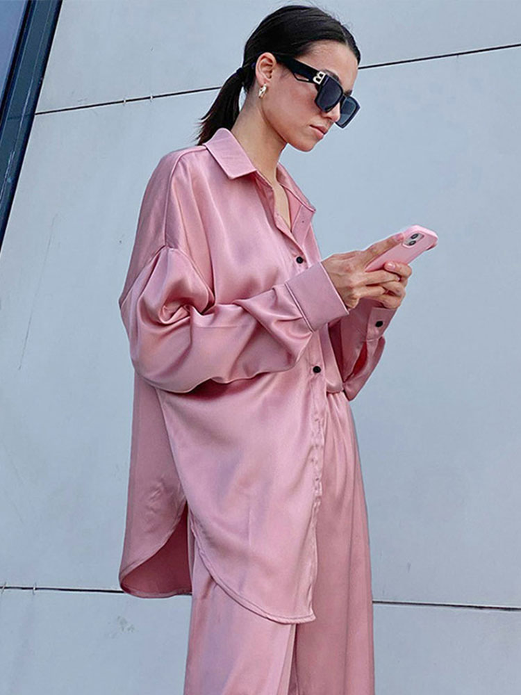 Elegant-Satin-Women-s-Outfits-Casual-Loose-Long-Sleeve-Shirt-And-Straight-Pants-Suits-2022-Solid-3
