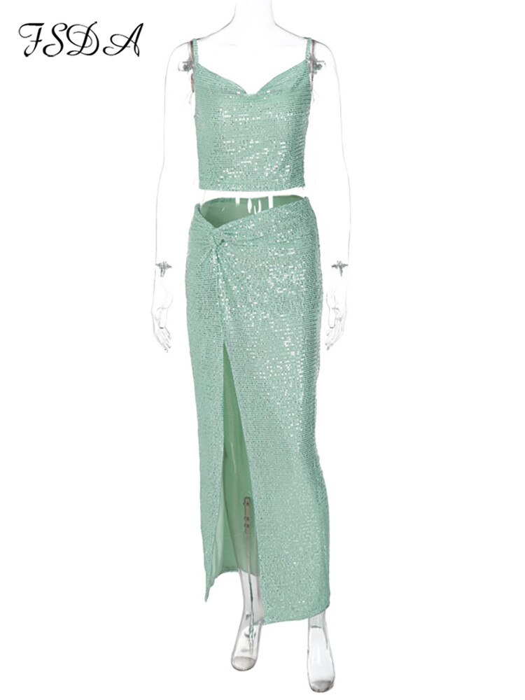 FSDA-Sequined-Green-Crop-Top-And-Midi-Skirt-Sexy-Two-Piece-Set-Women-2022-Summer-Beach-5