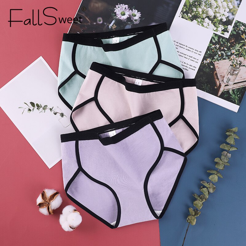 FallSweet-2-pcs-lot-Plus-Size-Cotton-Panties-Patchwork-Underwear-Women-Mid-Waist-Briefs-M-4XL-1