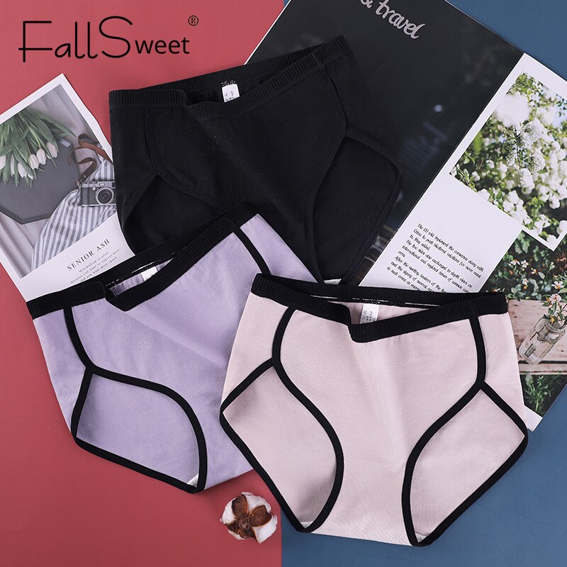 FallSweet-2-pcs-lot-Plus-Size-Cotton-Panties-Patchwork-Underwear-Women-Mid-Waist-Briefs-M-4XL-2