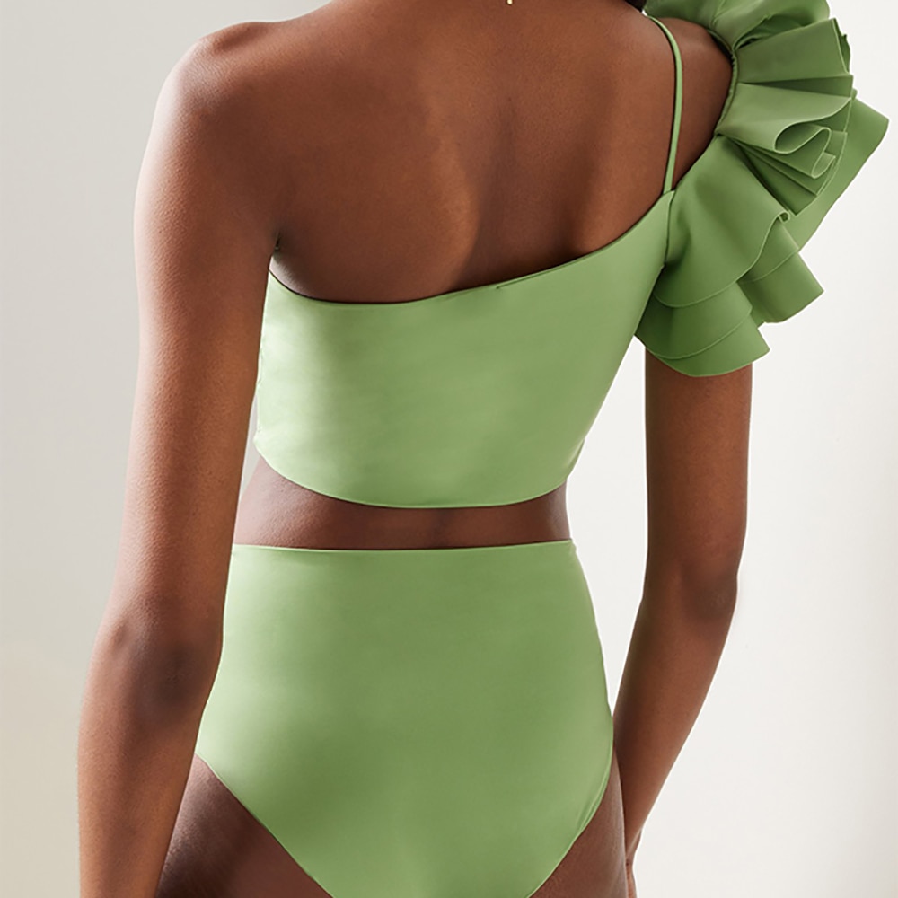 Green-Solid-Color-3D-Flower-Fashion-Split-Swimsuit-2022-Luxury-Shorts-Bourkini-Plus-Size-Tankini-Women