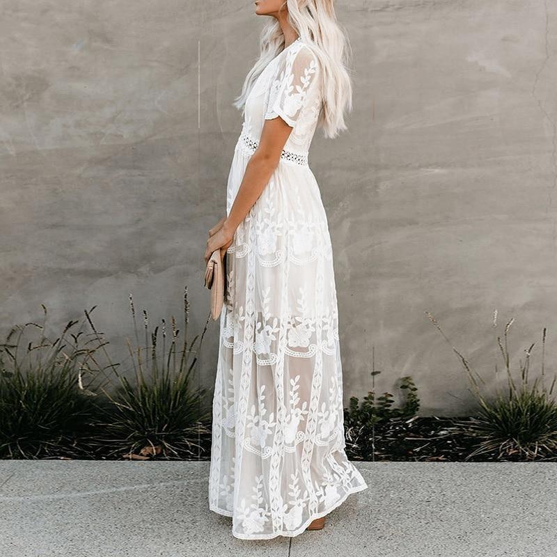 Happie-Queens-Summer-2021-Women-Lace-Embroidery-Long-Sleeve-V-neck-White-Chiffon-Beach-Dress-Lady-3