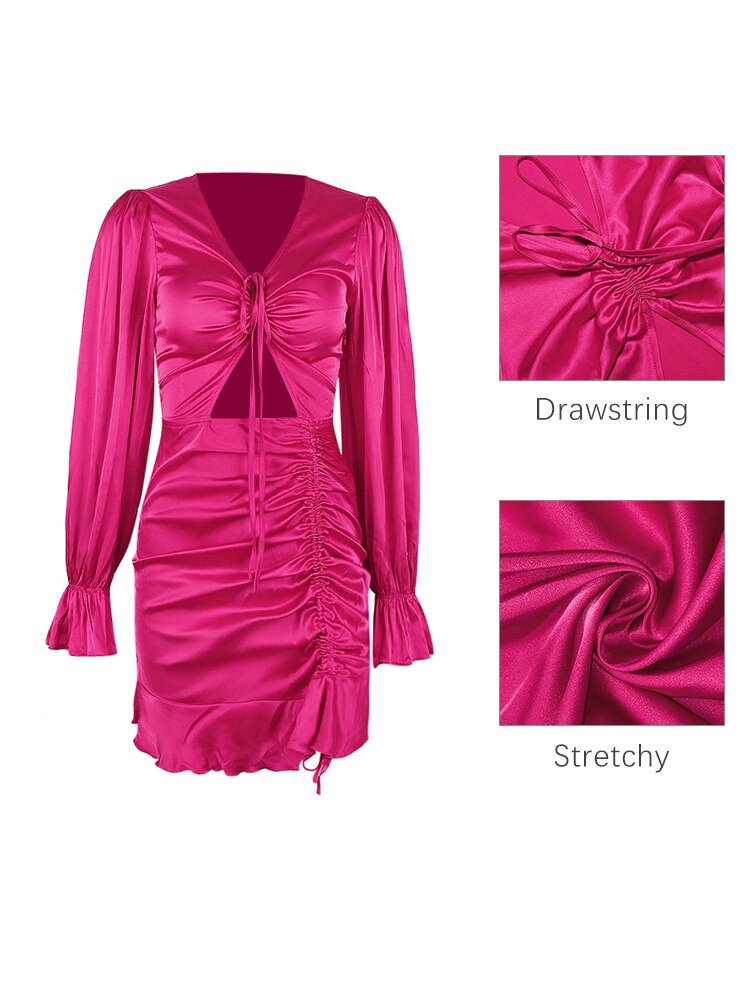 JillPeri-Long-Sleeve-Strappy-Flare-Satin-Dress-Women-Sexy-Pink-Ruched-Fall-Birthday-Celebrity-Ladies-Outfits-3