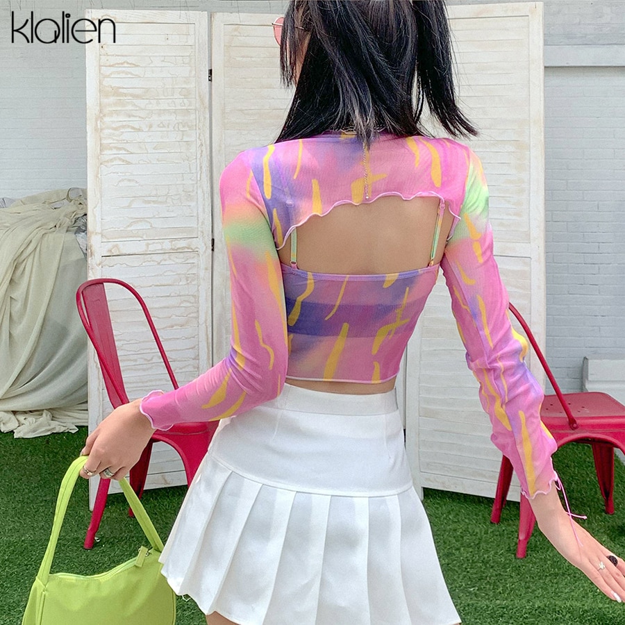 KLALIEN-sexy-fashion-hollow-out-female-two-piece-set-t-shirt-spring-summer-casual-high-street-2