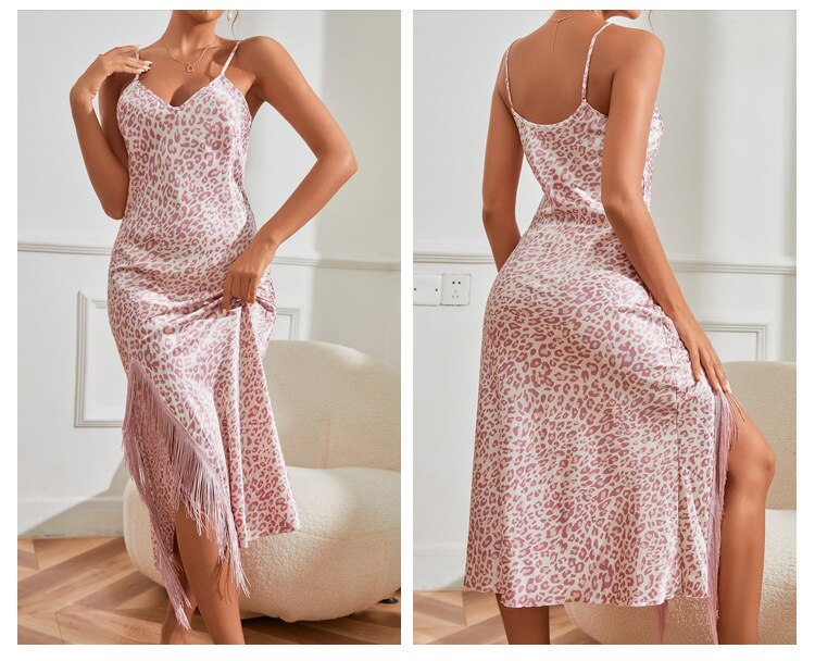Ladies-Pink-Leopard-Print-Long-Style-Sleep-Night-Dress-Sexy-Slit-Fringed-Dress-for-Summer-Women-4