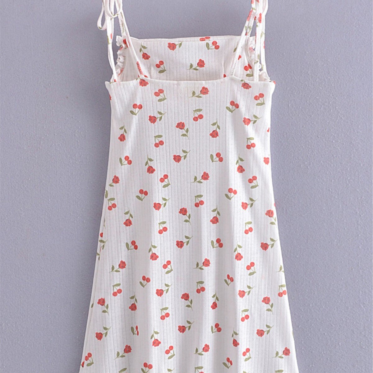 Mini-Dresses-Ruched-Chest-Slash-Collar-White-Fruit-Print-Sling-Dress-Holiday-Robe-Summer-4