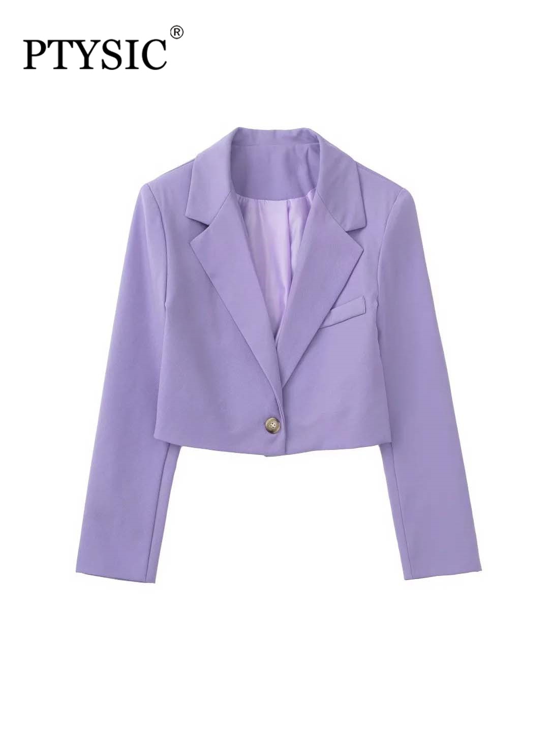 PTYSIC-Women-Officewear-Single-Button-Full-Sleeve-Cropped-Pockets-Blazer-Coat-Zipper-Fly-Short-Skirts-Office-3