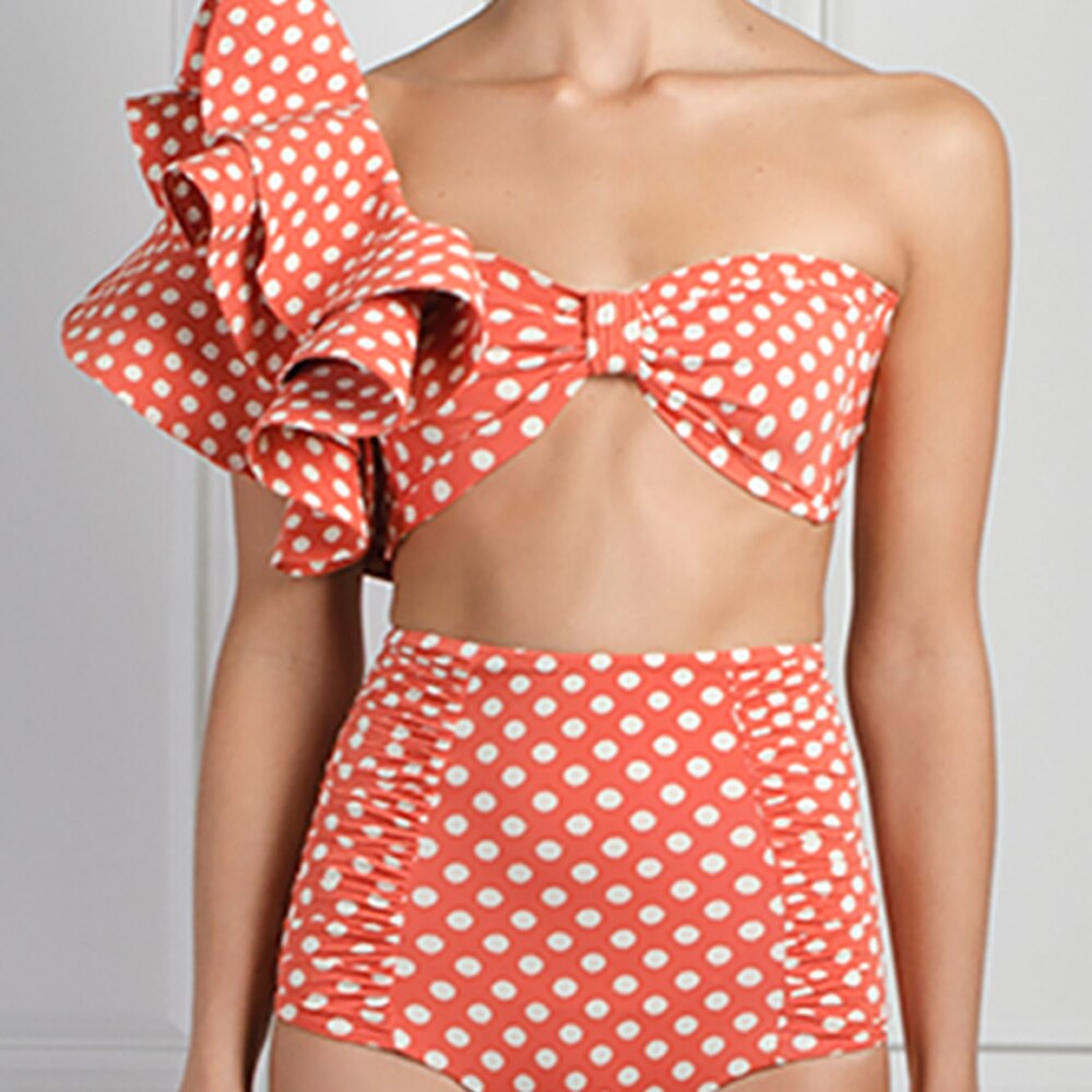Ruffled-Polka-Dot-Print-Bikini-Orange-Tankini-Women-Swimming-Suits-Swimwear-Patchwork-High-Waist-Bikini-Summer-2