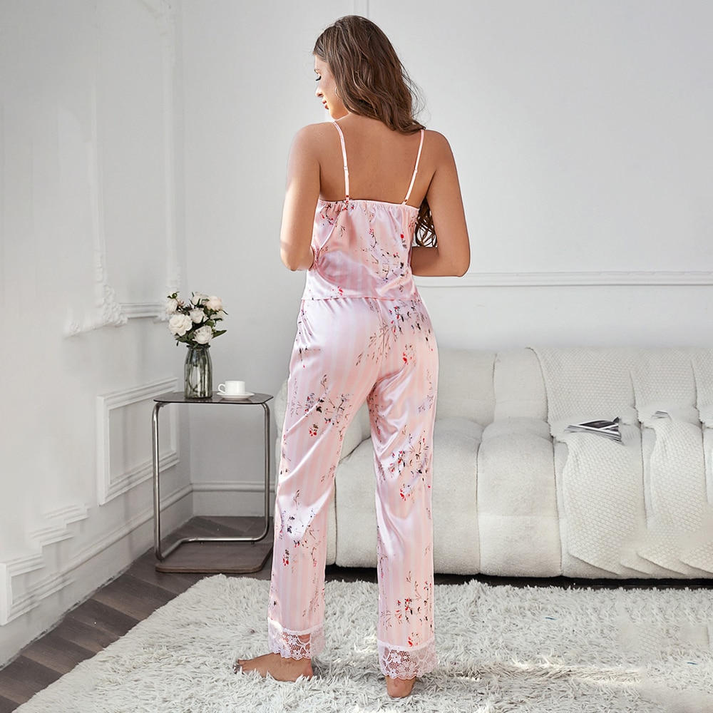 Sexy-Floral-Print-Trouser-Satin-Sexy-Pajamas-Lace-Pajamas-with-Pants-Loose-Spaghetti-Strap-Intimate-Lingerie-1