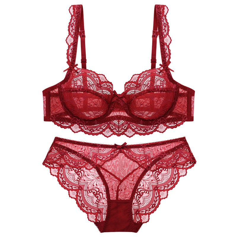TERMEZY-ultra-thin-cup-sexy-lace-underwear-transparent-bra-Set-Bow-decoration-Lingerie-Comfortable-Brassiere-and-3