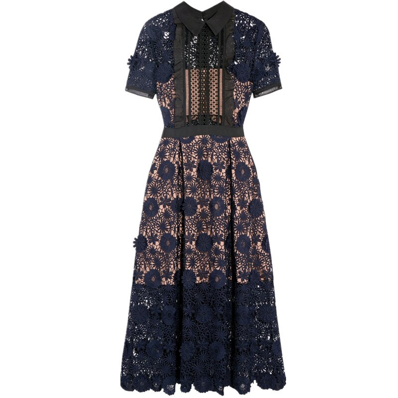 VERHELLEN-High-Quality-Self-Portrait-Dress-2020-Autumn-Women-s-Short-Sleeve-Flowers-Embroidery-Lace-Dress-5