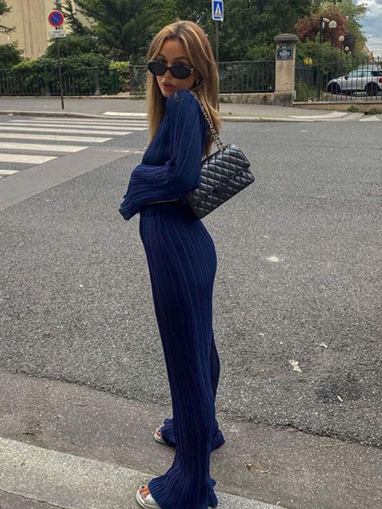 Women-Blue-Long-Sleeve-Suit-Fashion-Casual-Short-Flare-Sleeve-Top-Pleated-Wide-Leg-Pants-2-3