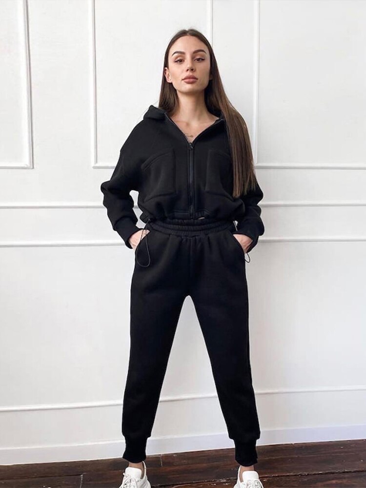 Women-Casual-Long-Sleeve-Zipper-Hooded-Sport-Suits-With-Pocket-2022-Female-Autumn-Solid-Sweatshirts-And-3