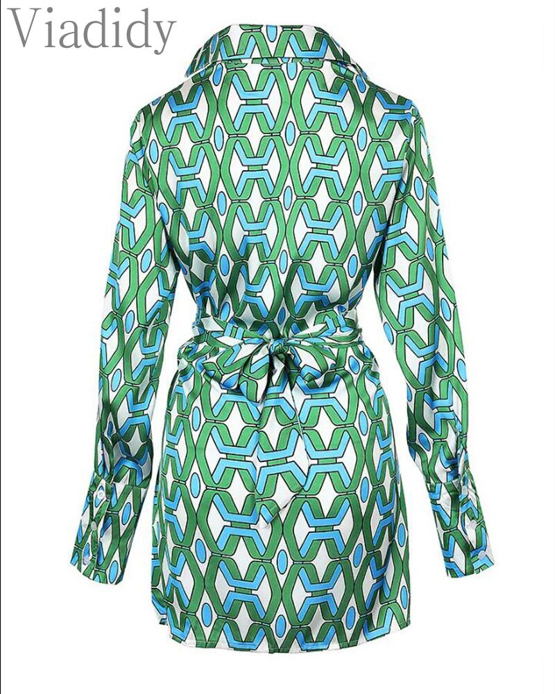 Women-Casual-Summer-Print-Tied-Detail-Bell-Sleeve-Ruched-Satin-Shirt-Dress-4