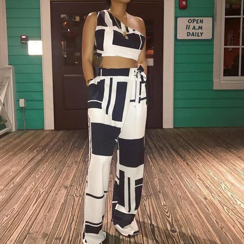 Women-Two-Pieces-Sets-Self-Belted-Crop-Top-Pants-Colorblock-One-Shoulder-Cropped-High-Waist-Wide-3