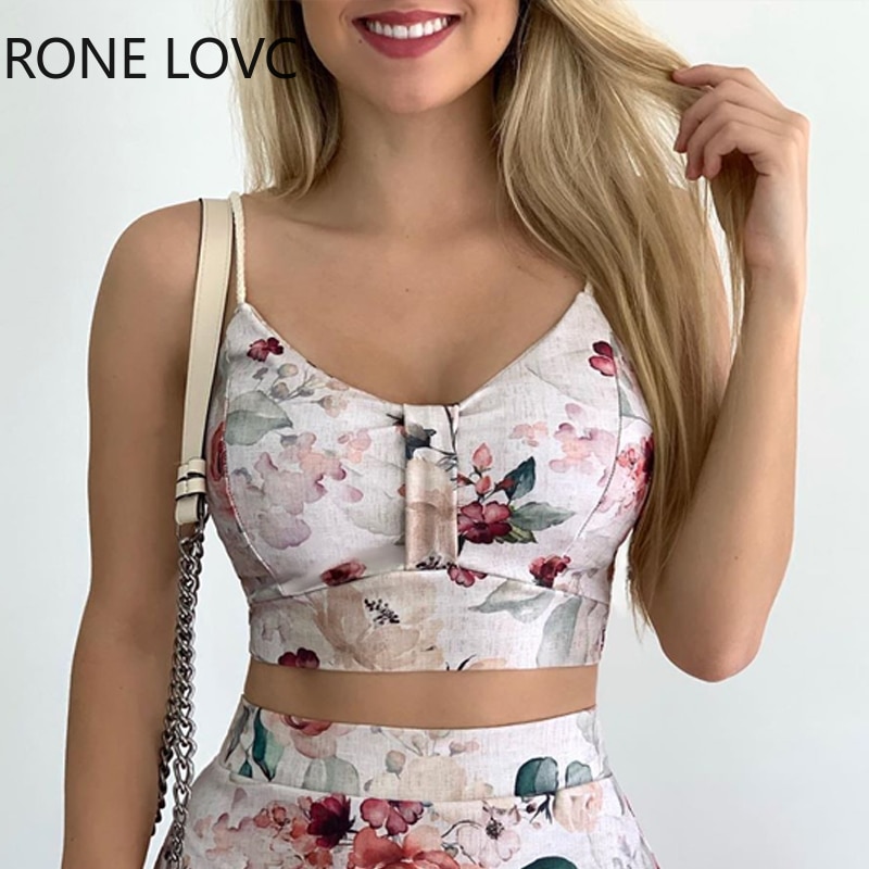 Women-V-Neck-Floral-Print-Spaghetti-Strap-Crop-Top-Skirts-Sets-Casual-2-Pieces-Set-1