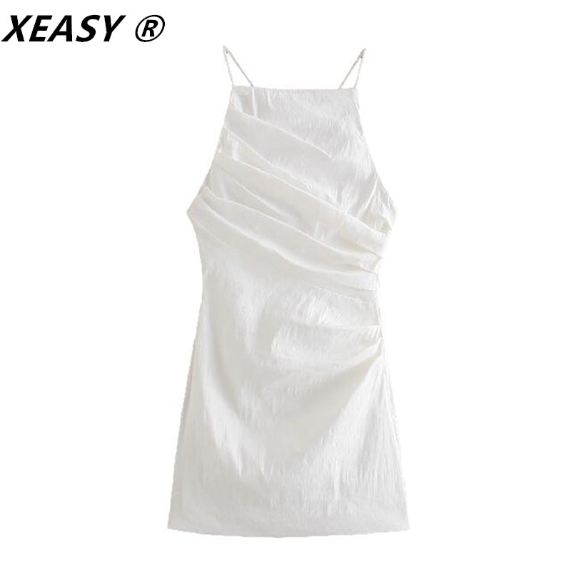 XEASY-Women-2021-Fashion-With-Lining-Draped-Linen-Mini-Dress-Vintage-Backless-Zipper-Thin-Straps-Female-4