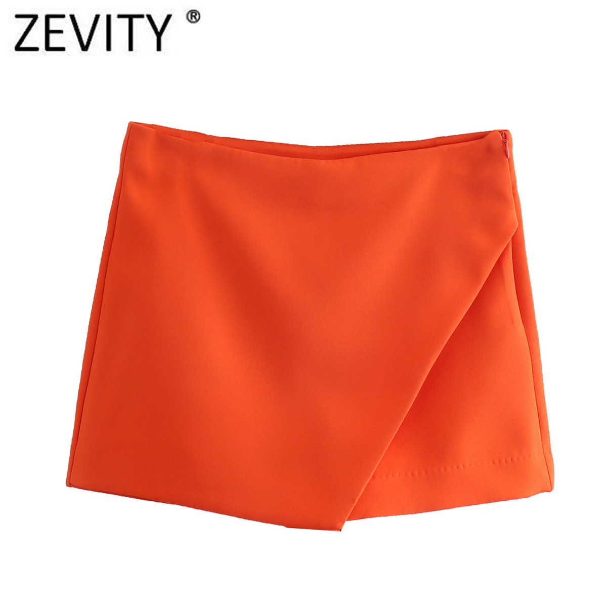 ZEVITY-New-Women-Fashion-Candy-Color-Asymmetrical-Shorts-Skirts-Lady-Zipper-Fly-Pockets-Hot-Shorts-Chic-2