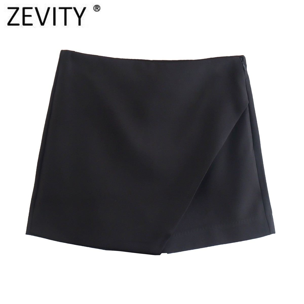 ZEVITY-New-Women-Fashion-Candy-Color-Asymmetrical-Shorts-Skirts-Lady-Zipper-Fly-Pockets-Hot-Shorts-Chic-3