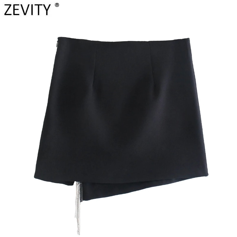 Zevity-New-Women-High-Street-Artificial-Gem-Tassel-Decoration-Mini-Skirt-Faldas-Mujer-Lady-Chic-Side-1