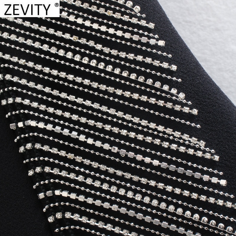 Zevity-New-Women-High-Street-Artificial-Gem-Tassel-Decoration-Mini-Skirt-Faldas-Mujer-Lady-Chic-Side-3