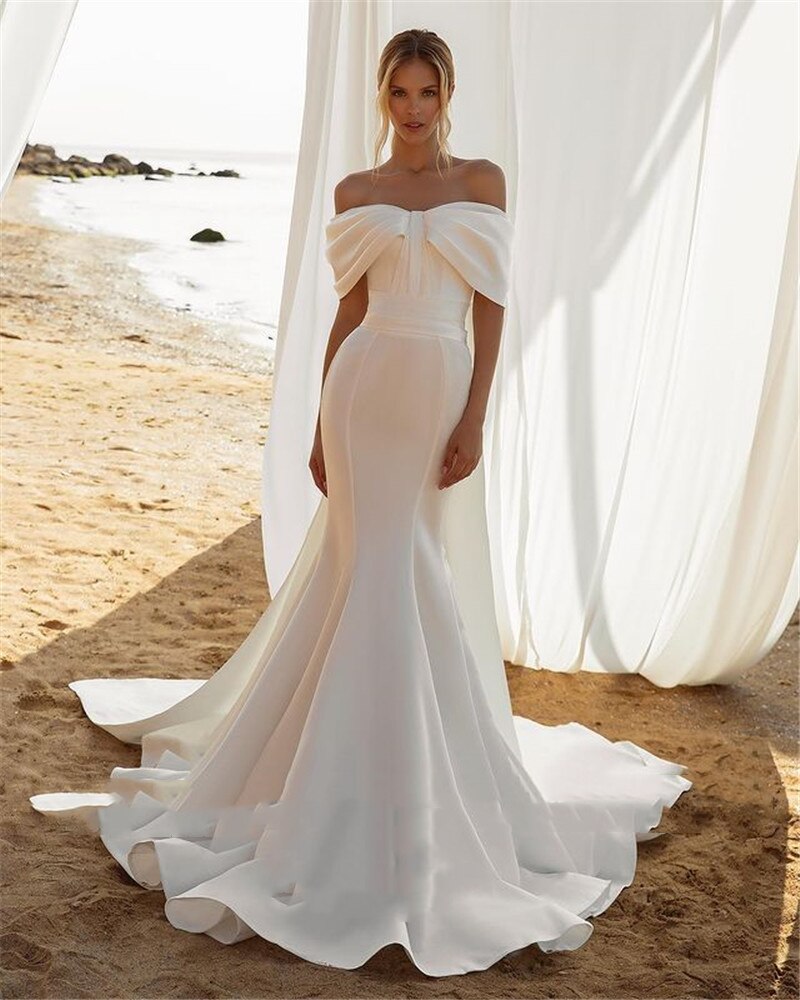 2022-Elegant-Mermaid-Stain-Wedding-Dress-For-Women-Off-The-Shoulder-Court-Train-Bridal-Gowns-Custom-2