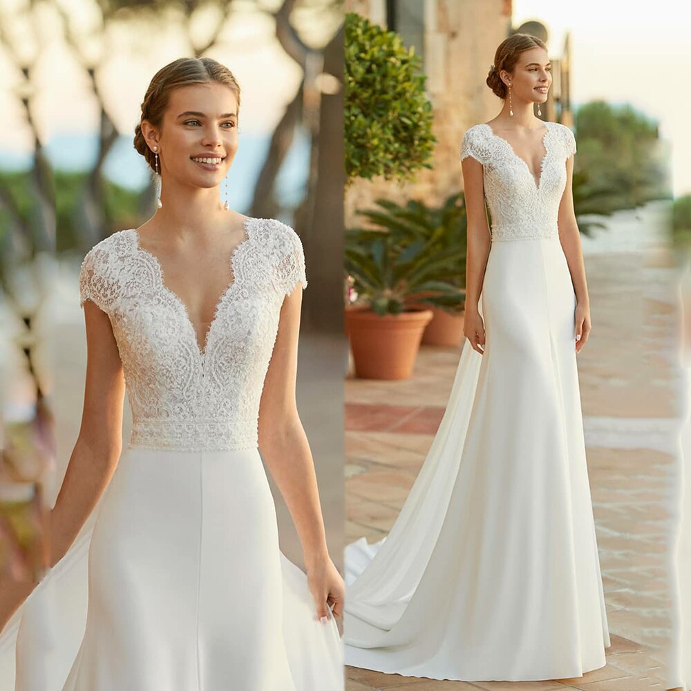 2022-Elegant-Wedding-Dresses-For-Women-A-Line-Chiffon-And-Lace-Appliques-Robes-V-Neck-Cap-1