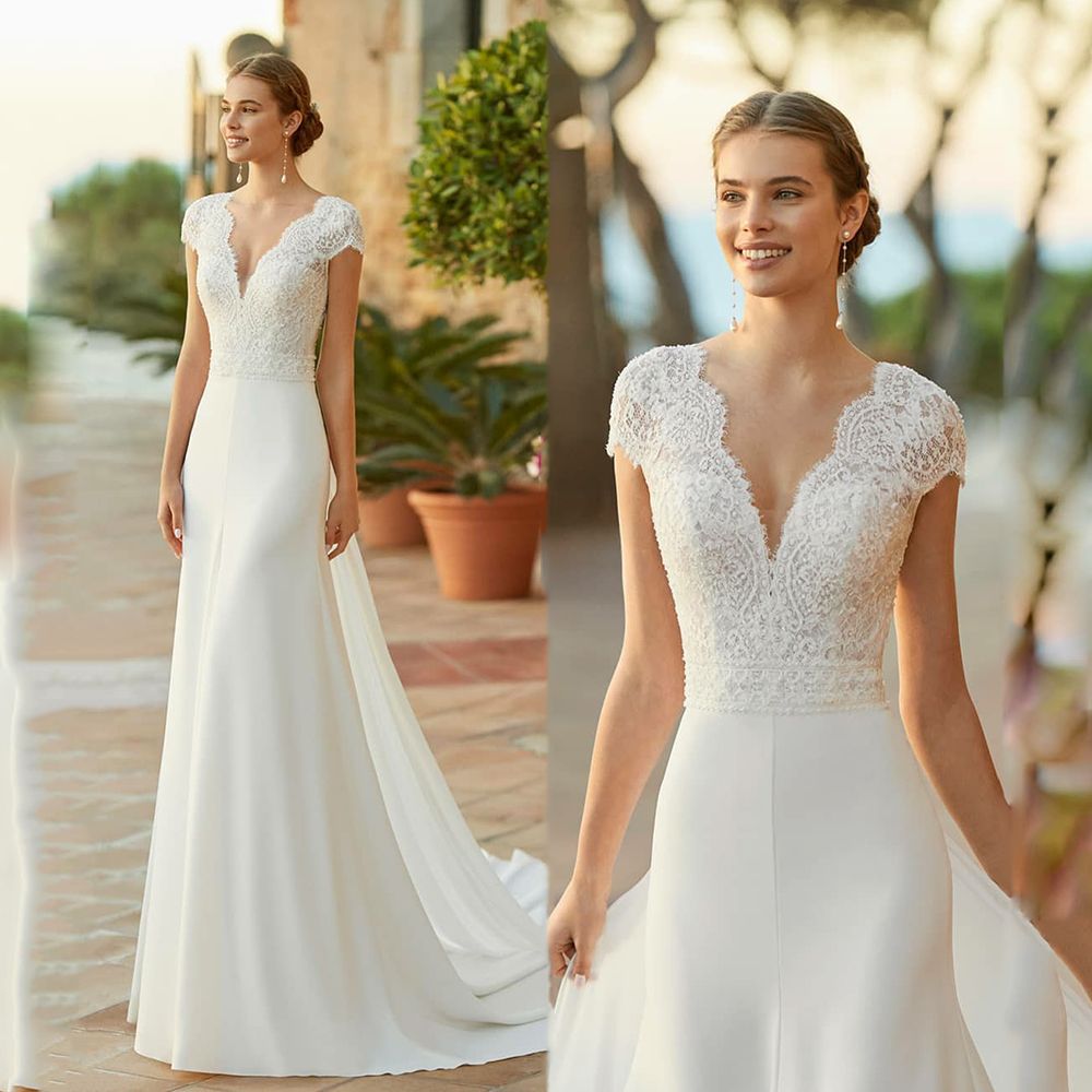 2022-Elegant-Wedding-Dresses-For-Women-A-Line-Chiffon-And-Lace-Appliques-Robes-V-Neck-Cap-2