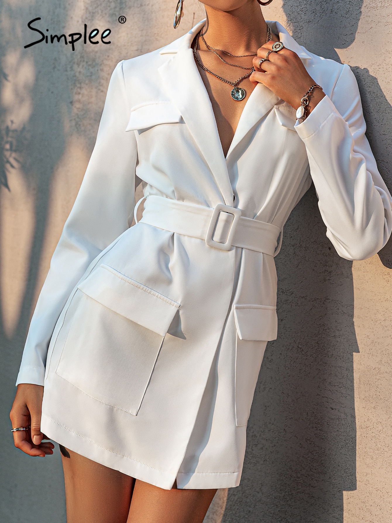 Simplee-Office-lady-notched-pocket-belt-women-blazer-Long-sleeves-v-neck-white-blazers-coat-Elegant-1