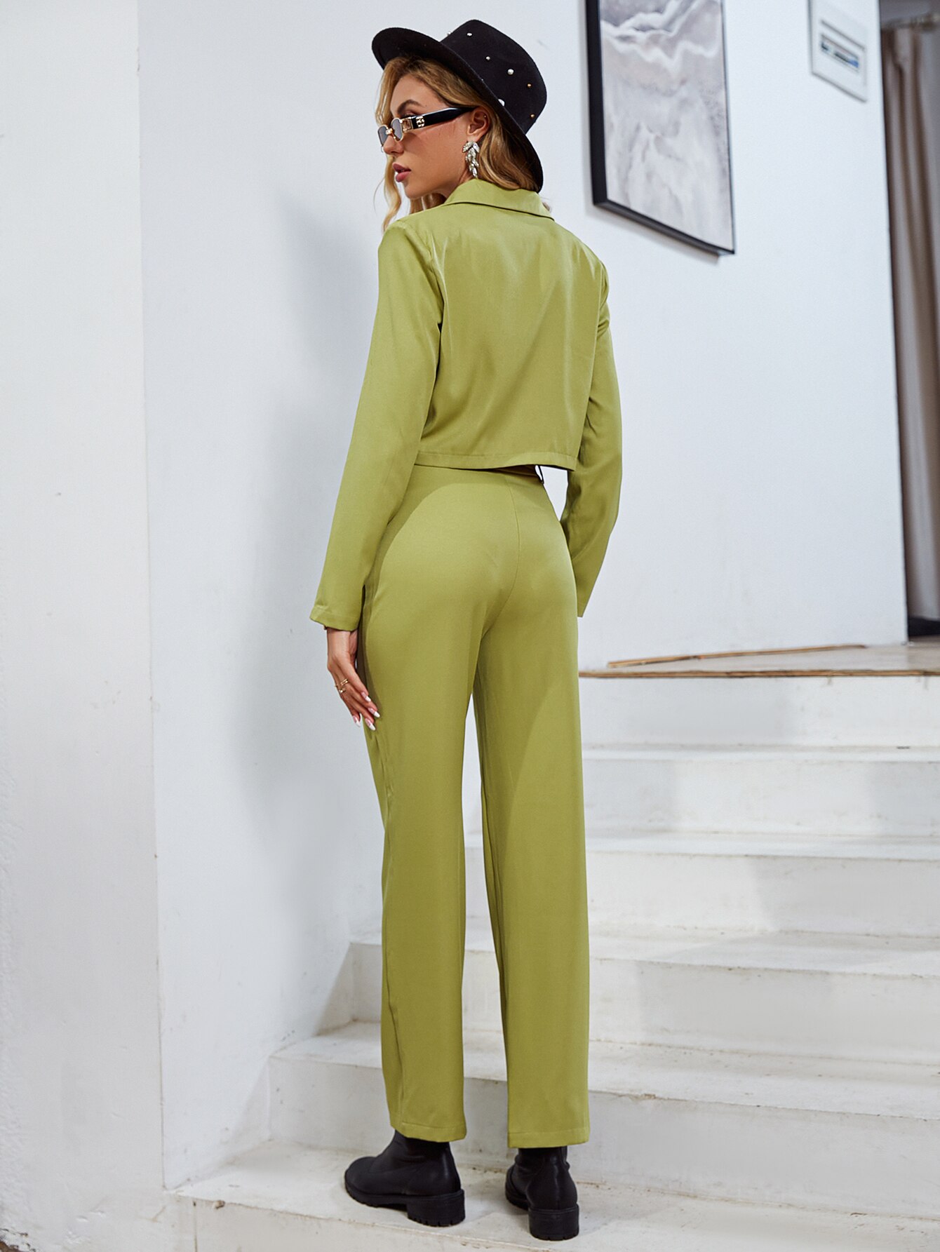 Simplee-Office-v-neck-long-sleeves-crop-top-pant-set-Notched-button-belt-high-waist-pants-4