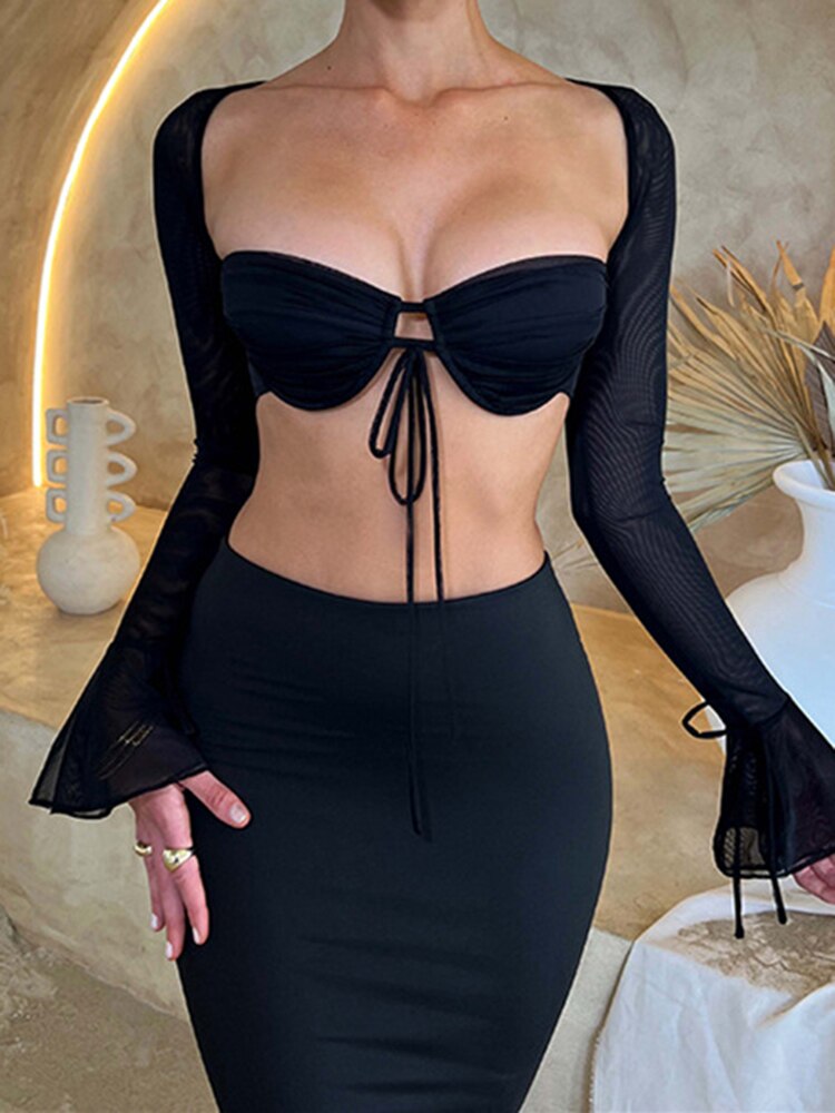 Cryptographic-Mesh-Sheer-Ruched-Sexy-Two-Piece-Sets-Elegant-Outfits-for-Women-Club-Party-Flare-Sleeve-4