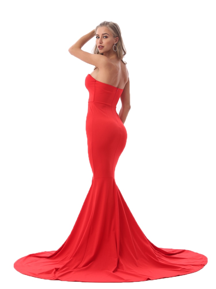 Sexy-Strapless-Long-Black-Maxi-Dress-Front-Slit-Bare-Shoulder-Red-Women-s-Evening-Summer-Night-4